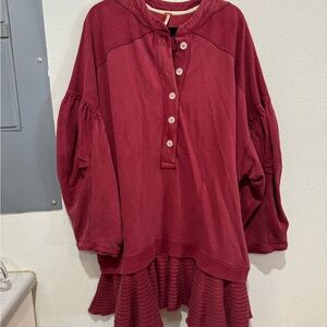 Maroon Sweater Dress Free People Puff Sleeve